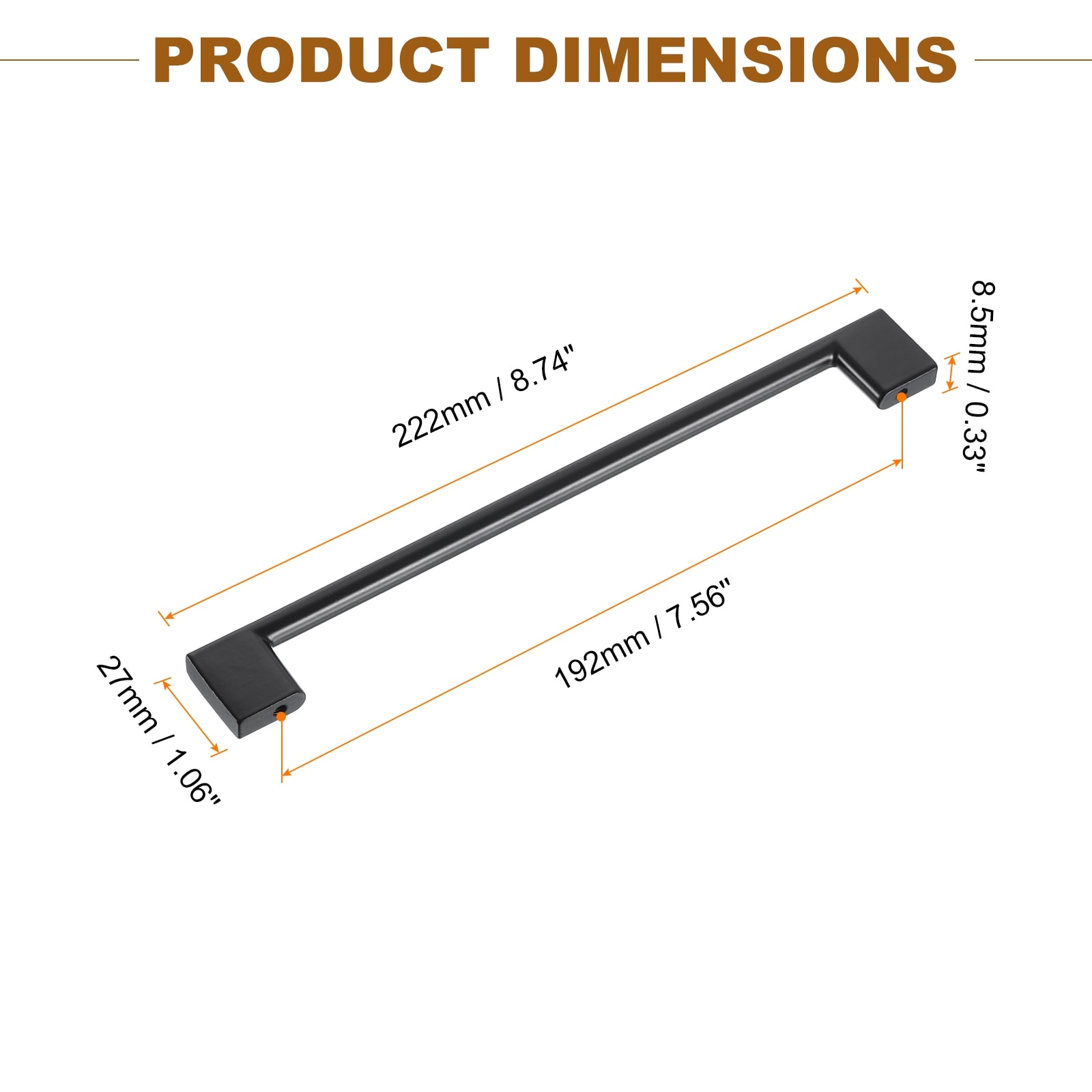 Drawer Pulls, 4Pcs 8" - Aluminum Alloy Rectangle Cabinet Handles