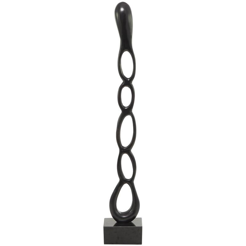 Aluminum Metal Abstract Tall Linked Floor Decorative Sculpture with Black Base - Black, Gold, Silver - Roche River Decor