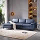 preview thumbnail 47 of 56, OVIOS Mid-Century SUEDE Leather Chaise Reversible Sofa Blue