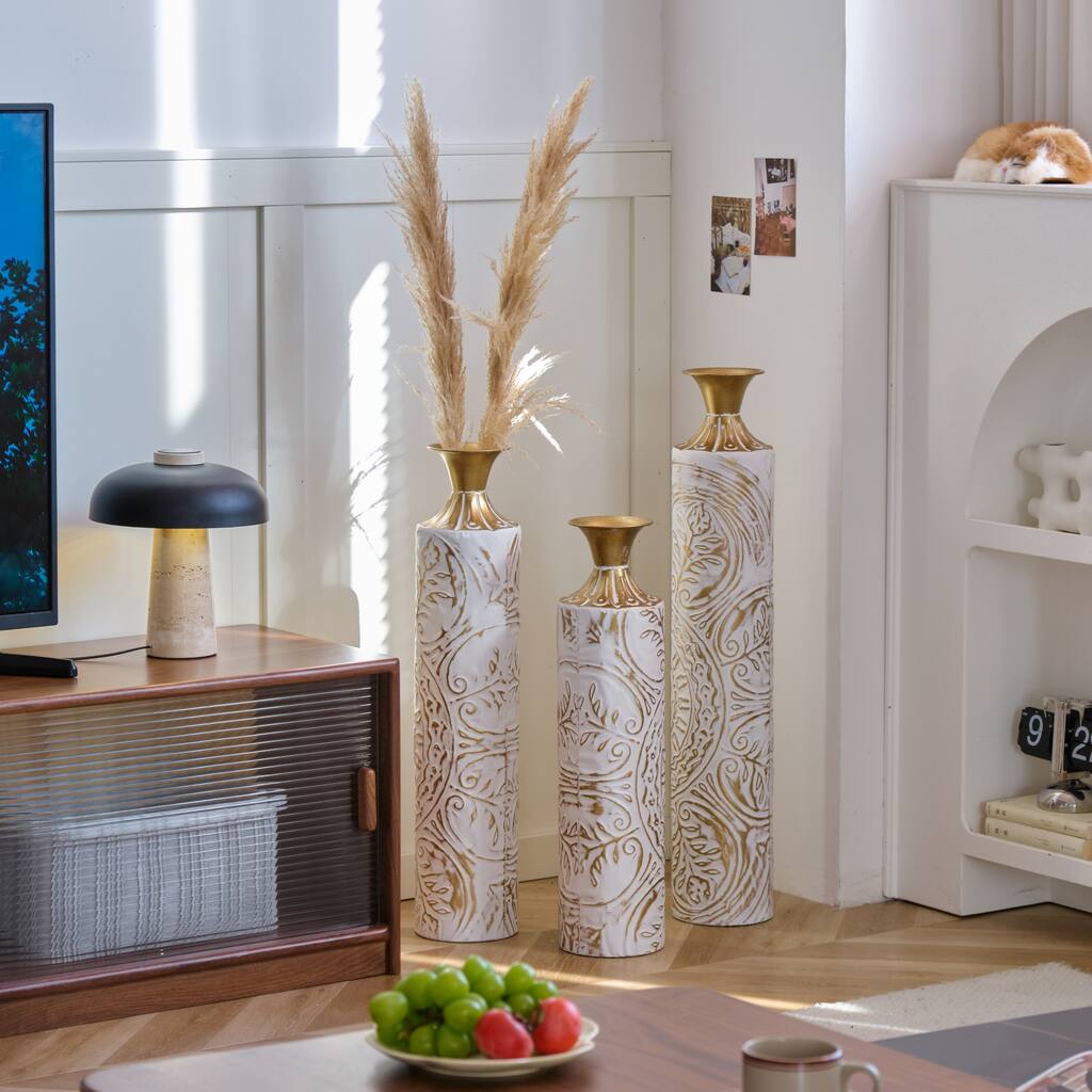 Hand-Woven PVC Rattan Floor Vase