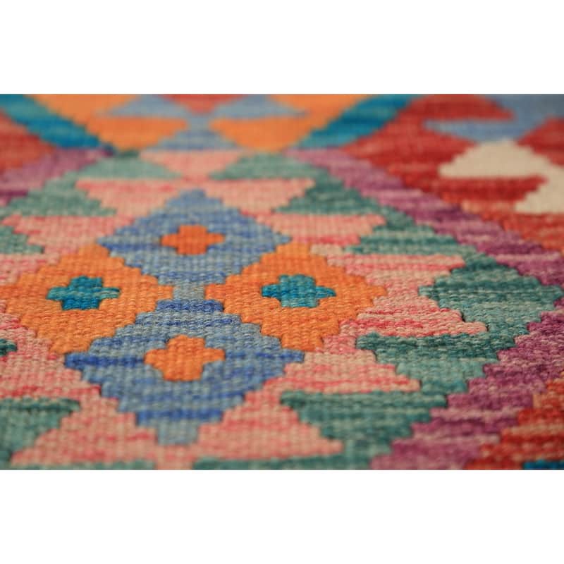 South Western Style Kilim Oriental Area Rug Flatweave Wool Carpet - 9'9" x 13'3"