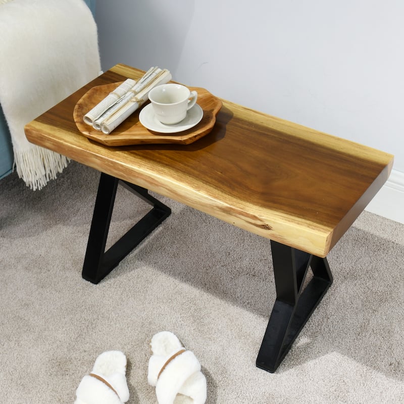 Natural Wood Rectangle Bench