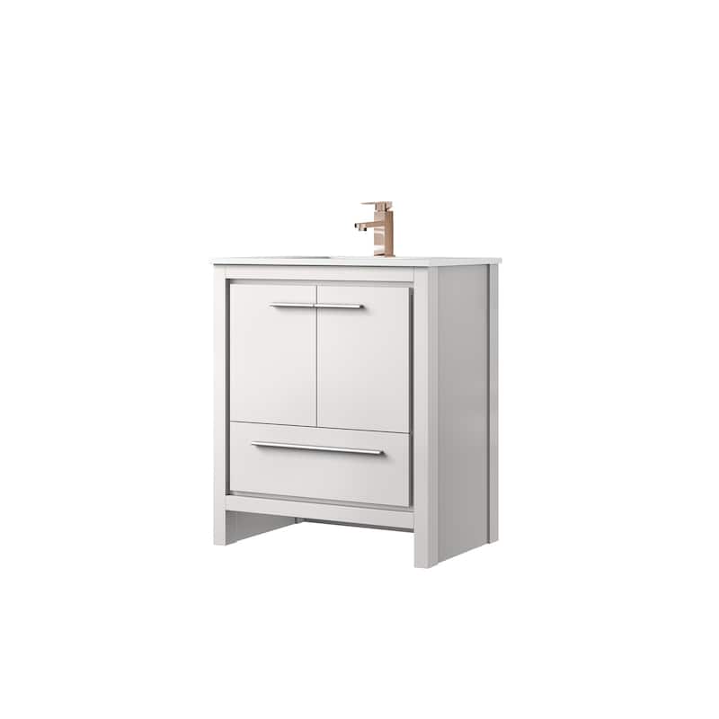 Lafarre Bath Vanity Cultured Marble Top, Sink and Rose Gold Faucet