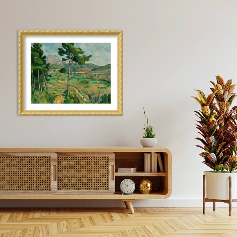 Mont Sainte Victoire by Paul Cezanne Wood Framed Wall Art Print - Versailles Gold