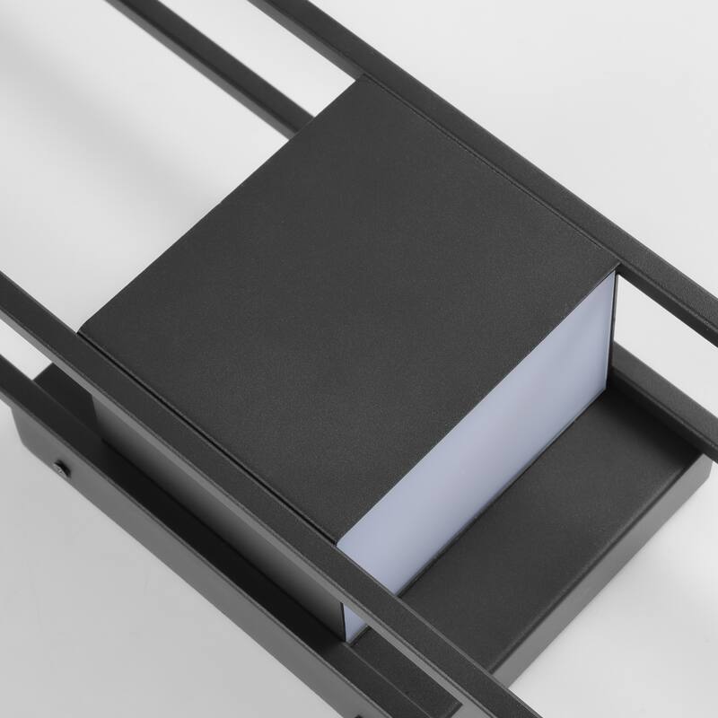 Modern Rectangle Matte Black LED Wall Sconce Outdoor Waterproof