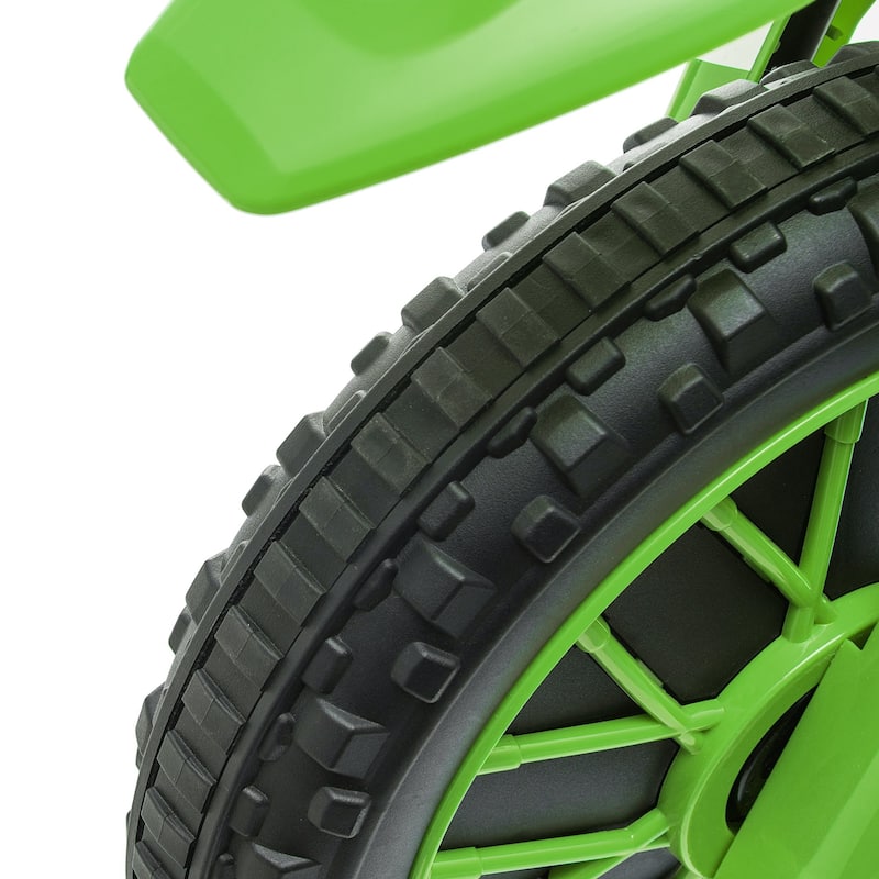 Motorcycle Dirt Bike Electric Battery-Powered Ride-On Toy Off-road Street Bike with Charging Battery, Training Wheels Green