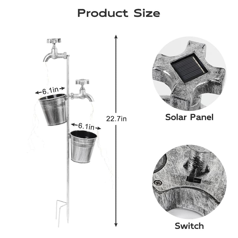 Solar Shower Garden Art Light Decoration LED Fairy Lights with Planter