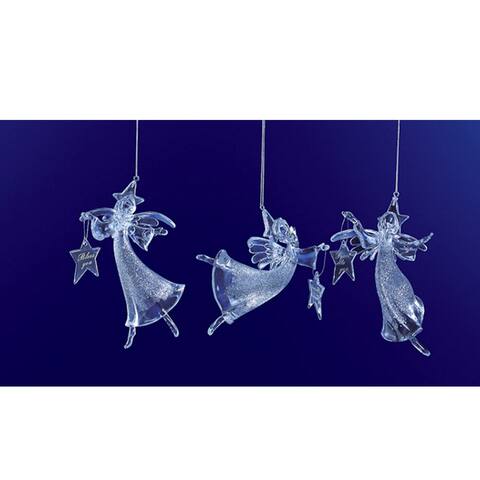 Club Pack of 12 Clear Icy Crystal Christmas Glitter Angel Ornaments 6"