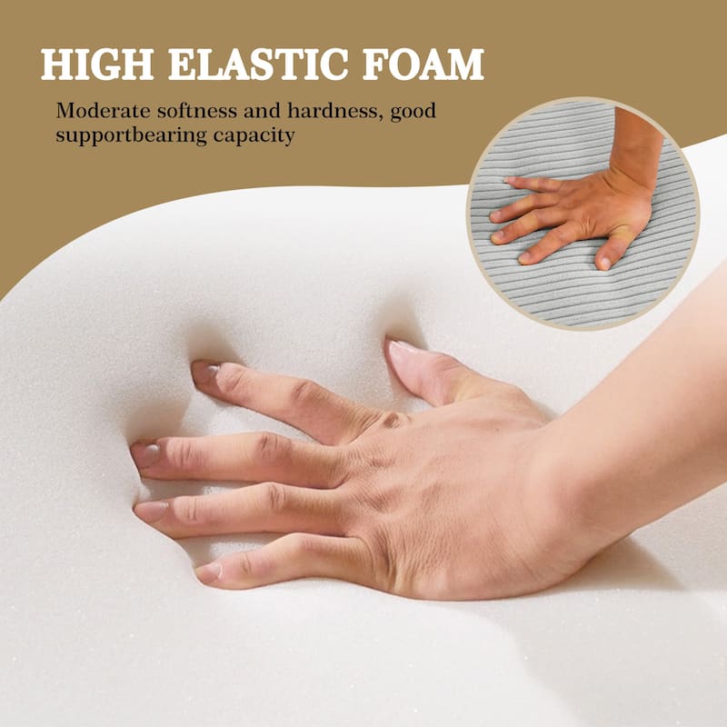 Corduroy Upholstered Modular Sectional Sofa with Ottoman