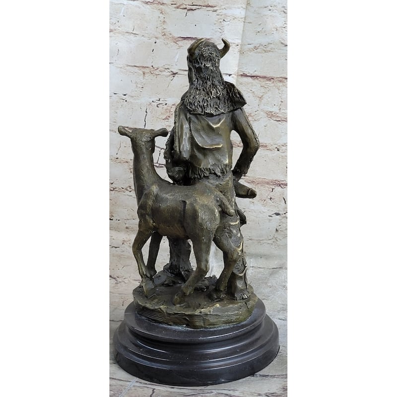 Native American Indian Shaman W/ Deer Bronze Statue Sculpture Figure 12 Inches X 6.5 Inches