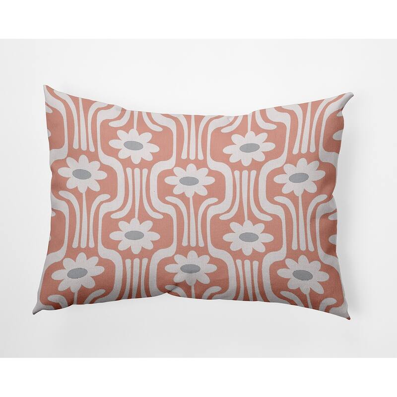 Daisys and Squiggles Decorative Throw Pillow - 14" x 20" - Soft Coral