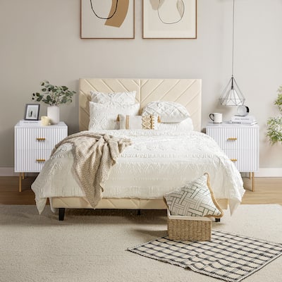 Jonah Contemporary Adjustable Legs Wood 2-Drawer Nightstand Set of 2 by HULALA HOME