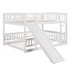 preview thumbnail 11 of 42, Full Over Full Wooden Bunk Bed,Low Bunk Bed with Built-In Ladders and Slides