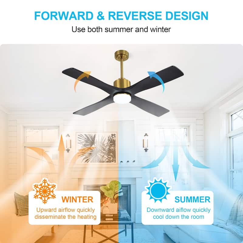 MLiAN 54 inch Solid Wood Indoor Ceiling Fan with Light Kit and Remote - 54 inch