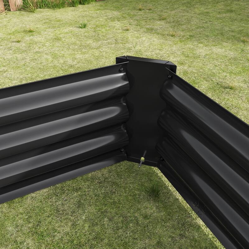 GDFStudio - Large Oval Metal Raised Garden Bed for Vegetables, Flowers, and Plants, Outdoor Backyard Planter Box