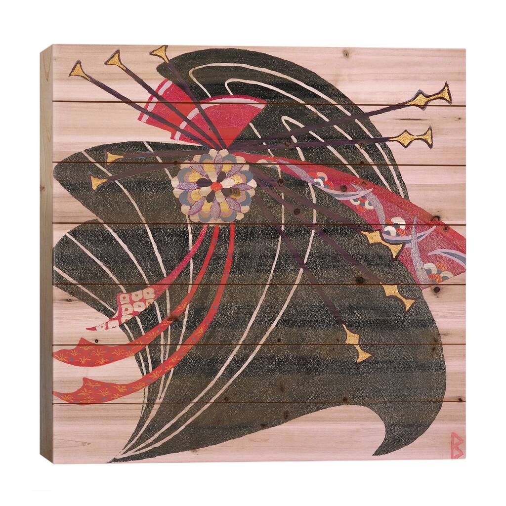 Geisha Print On Wood by Berit Bredahl Nielsen - Multi-Color