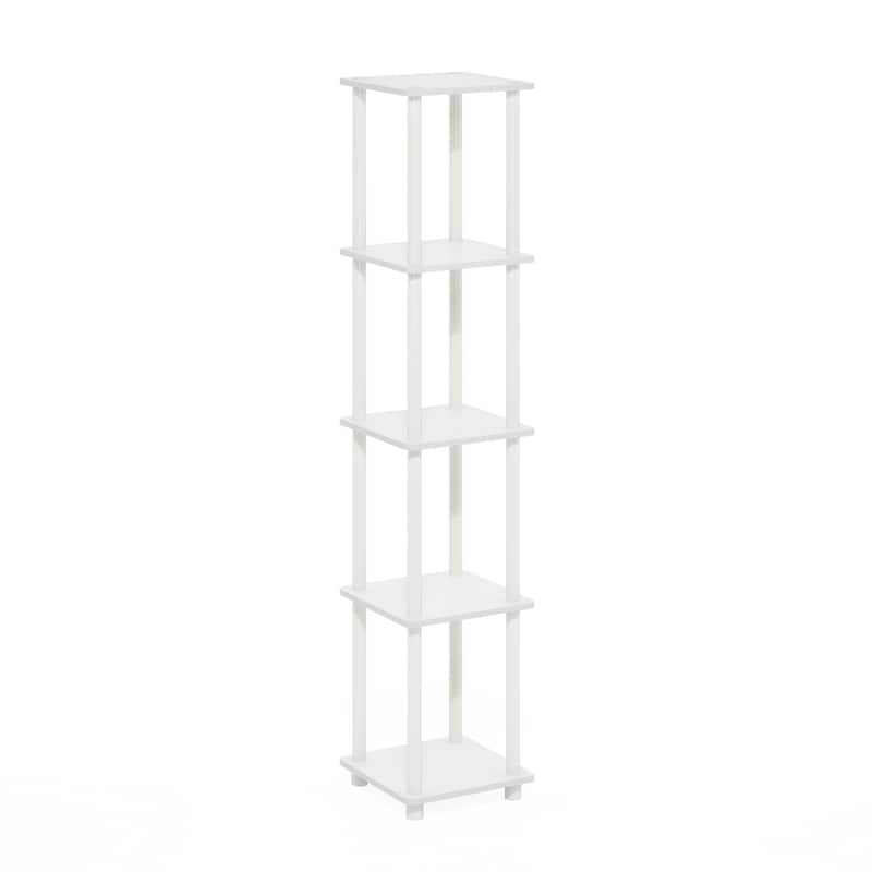 Furinno Turn-N-Tube 5-Tier Corner Square Rack Display Shelf - White/White