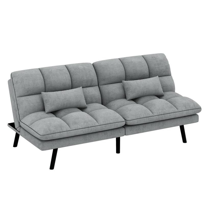 Moasis 70.8" Futon Sofa Bed Convertible Upholstered Couch Sleeper with Reclining Sleeper Split Tufted Back