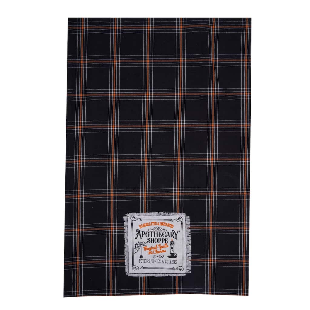 Apothecary Shoppe Plaid Halloween 100% Cotton Handwoven Dishtowel