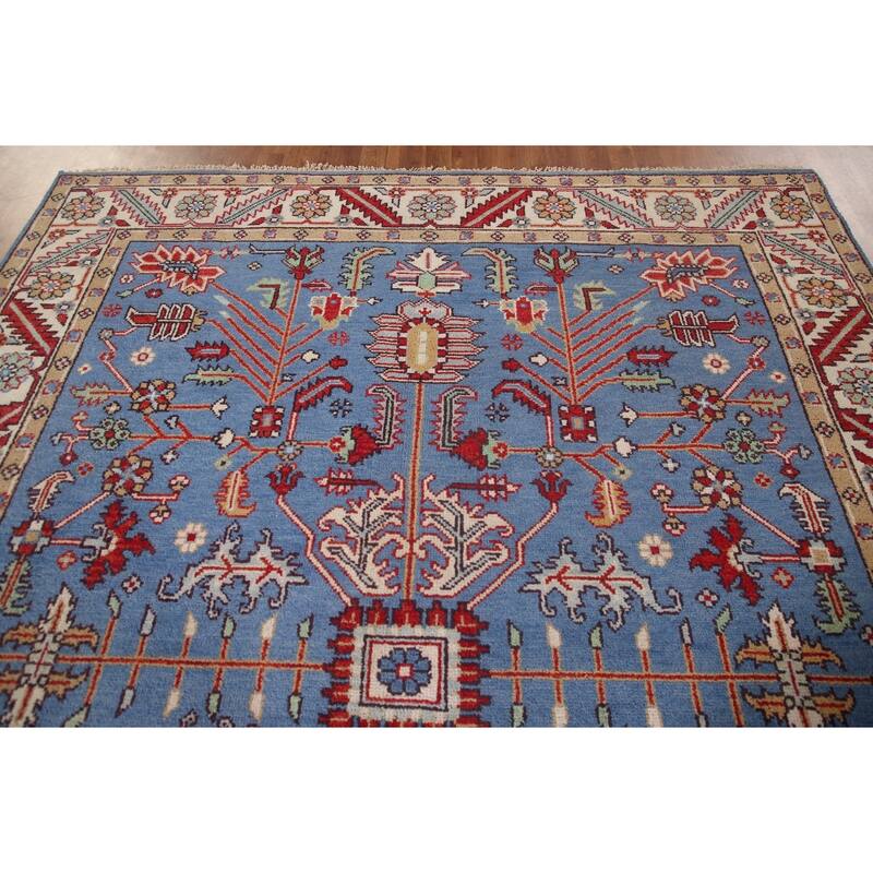 Blue Oushak Oriental Area Rug Wool Carpet - 7'10"x 9'10"