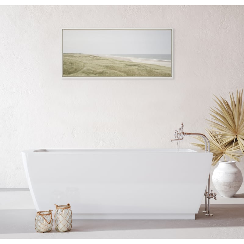 Kate and Laurel Sylvie Peaceful and Serene Coastal Landscape Framed Canvas by The Creative Bunch Studio