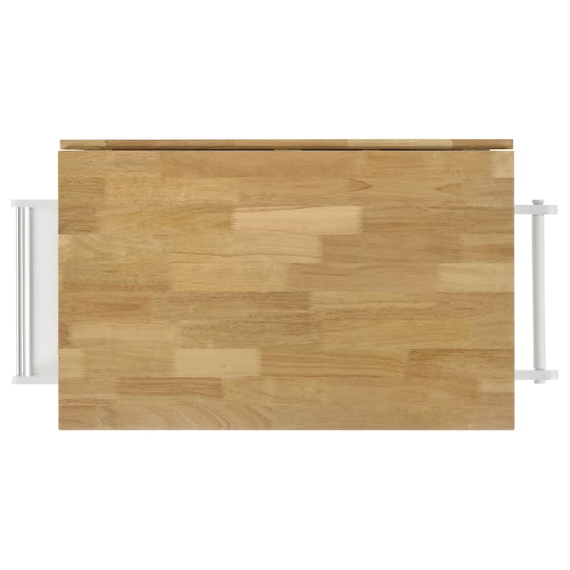 Jalen 3-door Kitchen Cart with Casters Natural Brown and White