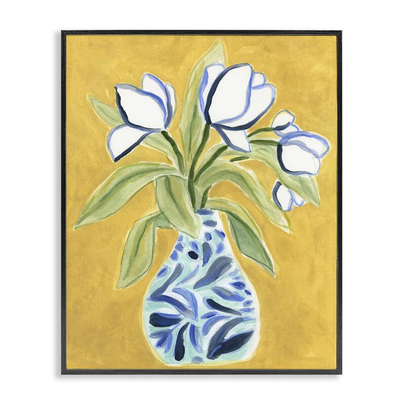 Stupell Lively Tulips in Vase Framed Giclee Art Design By June Erica Vess - 24 x 30 - Black
