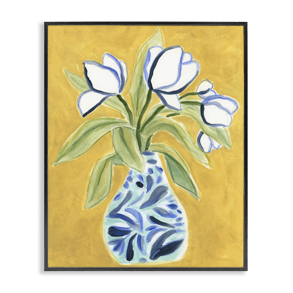 Stupell Lively Tulips in Vase Framed Giclee Art Design By June Erica Vess