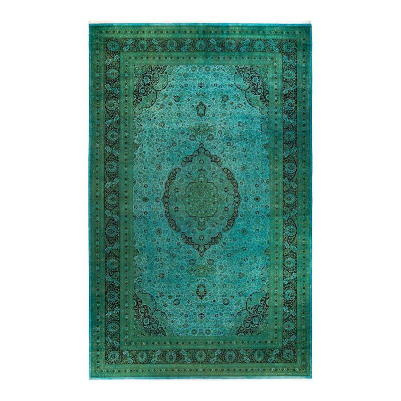 Overton Hand Knotted Wool Vintage Inspired Modern Contemporary Overdyed Blue Area Rug - 10' 2" x 16' 4"