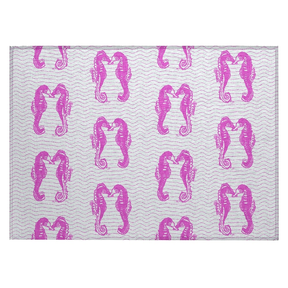 Indoor/ Outdoor Surfside Seahorses Washable Rug New