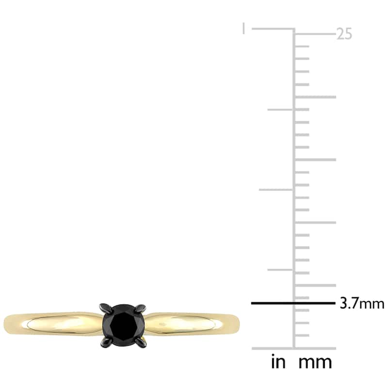 Miadora 1/4ct TDW Black Diamond Solitaire Engagement Ring in 14k Yellow Gold