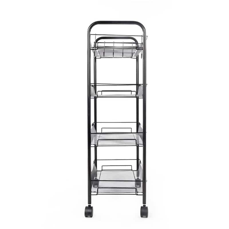 4 Tier Organizer Metal Rolling Storage Shelving Rack Kitchen Wire Shelf