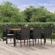 preview thumbnail 28 of 91, vidaXL 3 Piece Patio Dining Set with Cushions Black Poly Rattan - 18.9" x 21.7" x 34.6"