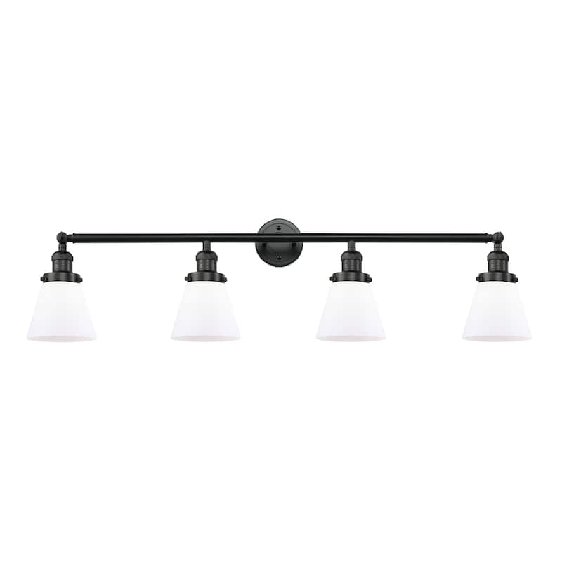 Innovations Lighting 215-10-42 Cone Vanity Cone 4 Light 42" Wide - Matte Black / Matte White