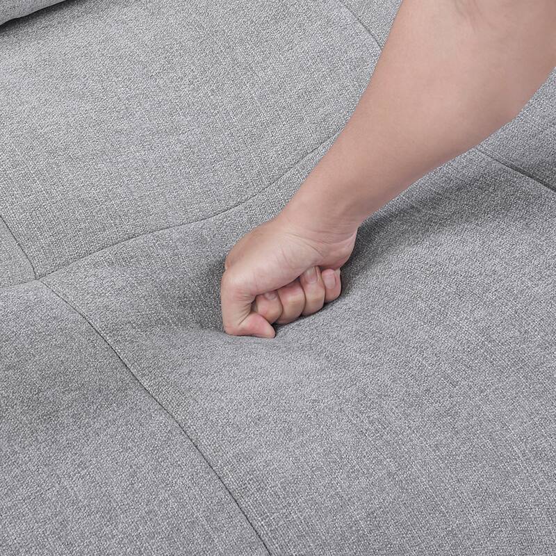 Mackay 110" Textured Fabric 2-Seater Loveseat with Wooden Armrest Tray