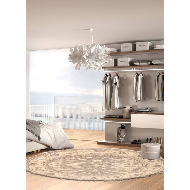 ECARPETGALLERY Hand-knotted Royal Oushak Grey Wool Rug - 4'11 x 4'11