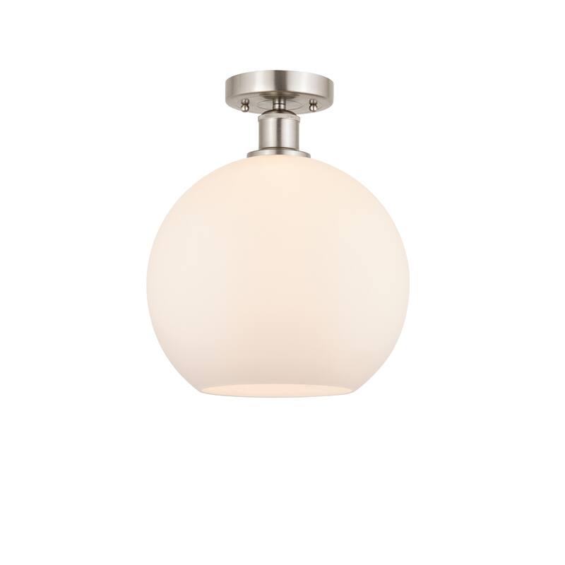 Innovations Lighting Edison Athens - 1 Light 10" Semi-Flush Mount - Matte White/Brushed Satin Nickel