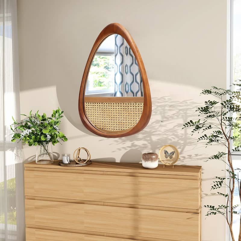 Irregular Mirror Asymmetrical Wood Wall Mirror