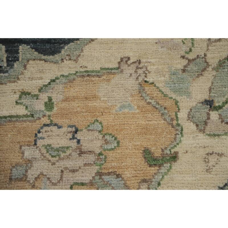 Hand Knotted Oriental 100% Wool Carpet Transitional Medallion Greys & Charcoal Oushak Area Rug - 9' 10'' X 8' 0''
