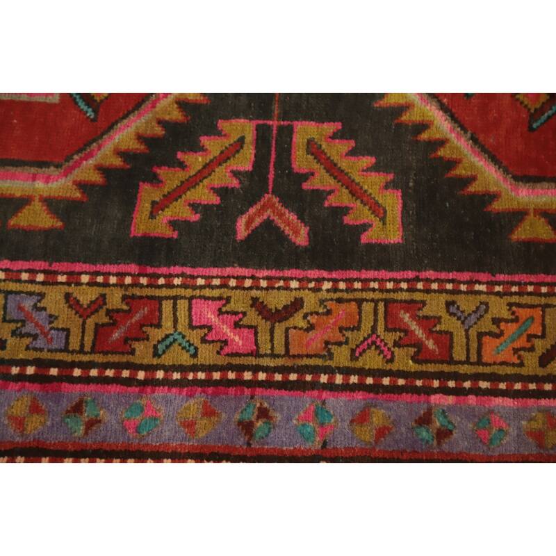 Hand Knotted Oriental 100% Wool Carpet Traditional Geometric Red Meshkin Runner Rug - 10' 2'' X 3' 9''