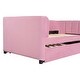 preview thumbnail 9 of 9, Contemporary Design Upholstered Daybed with Ergonomic Backrest and Trundle, Space-saving, Twin Size, Pink