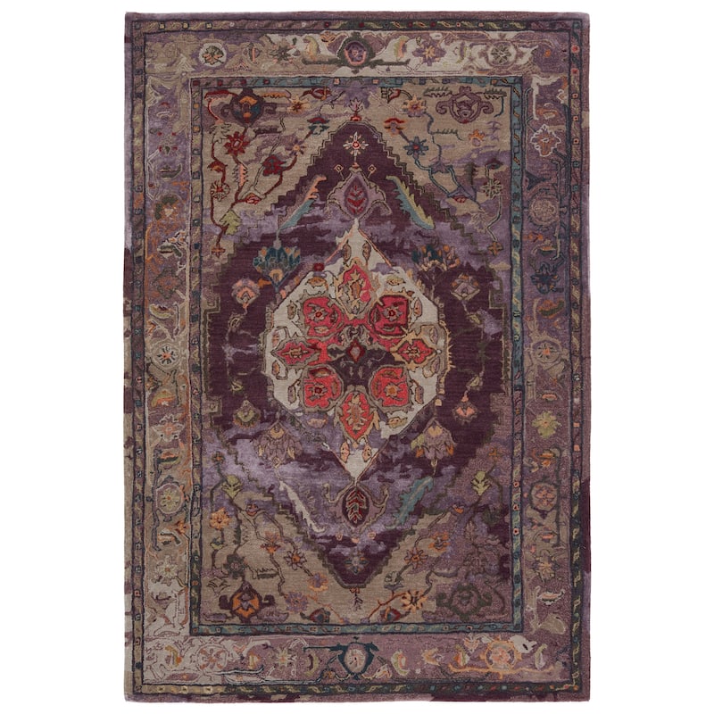 Dalim Handmade Medallion Area Rug - 10'X14' - Purple/Gray - Rectangle