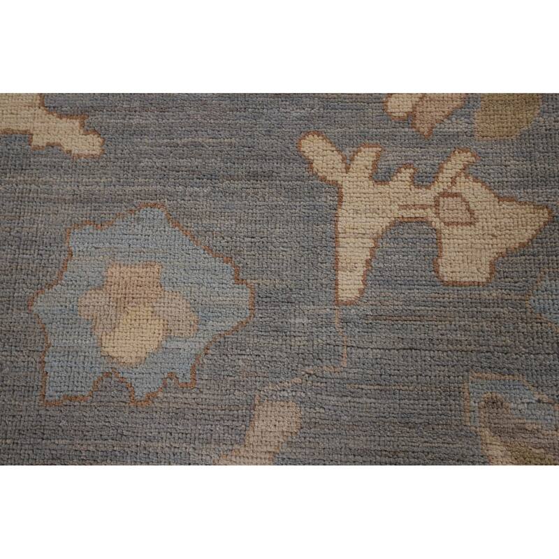Floral Vegetable Dye Oushak Turkish Area Rug Hand-Knotted Wool Carpet - 9'1" x 11'8"
