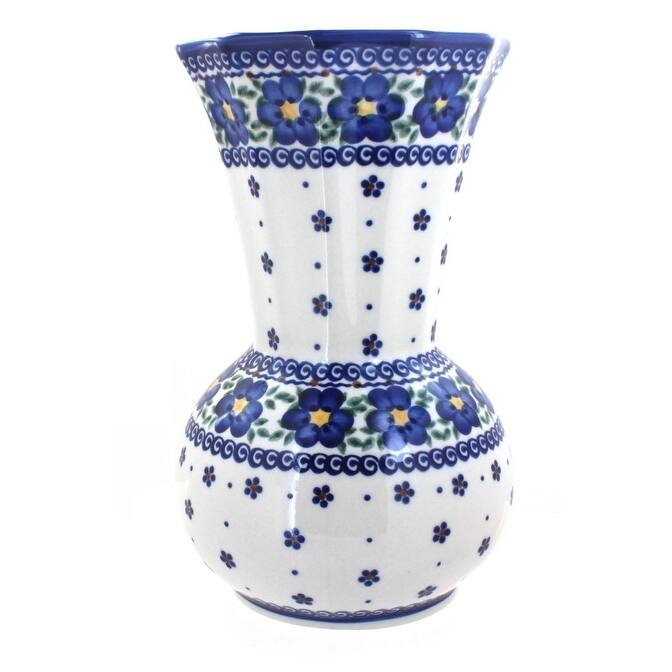 Blue Rose Polish Pottery 142 Vena Vase - Spring Blossom
