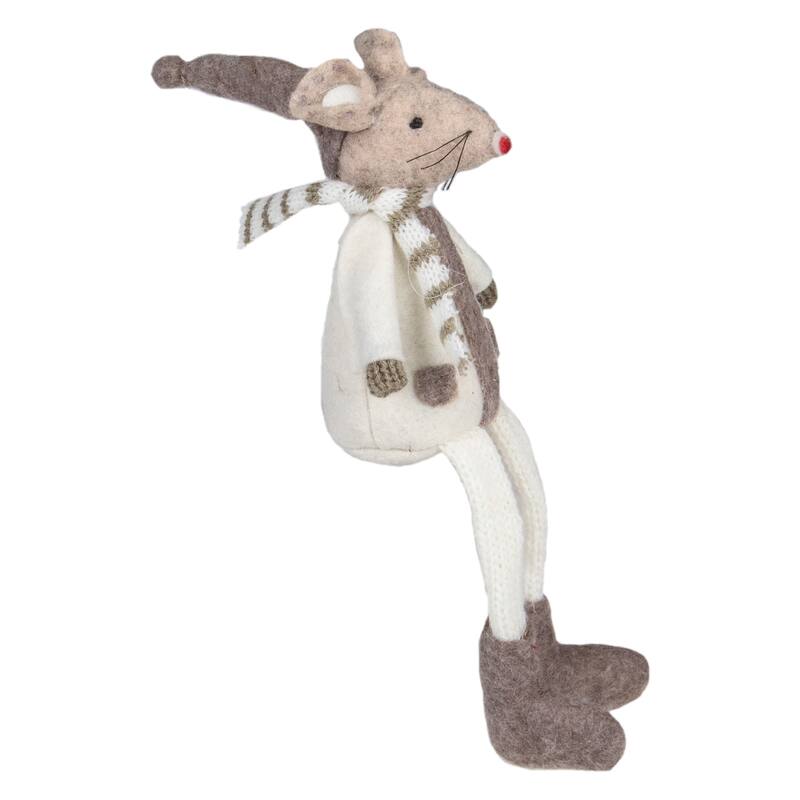 9.5" Sitting Plush Christmas Mouse Figure