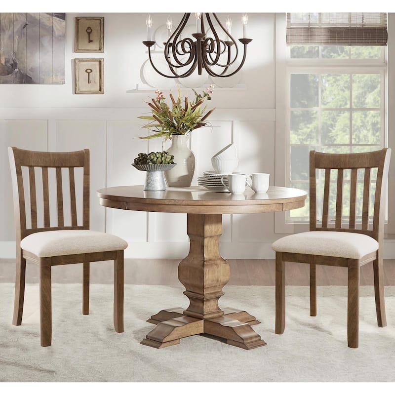 Set of 2 White Finish Dining Room Chairs with Cushioned Seats