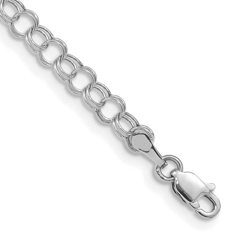 Curata 10k White Gold 4mm Hollow Double Link Charm Bracelet Options: 7" 8"