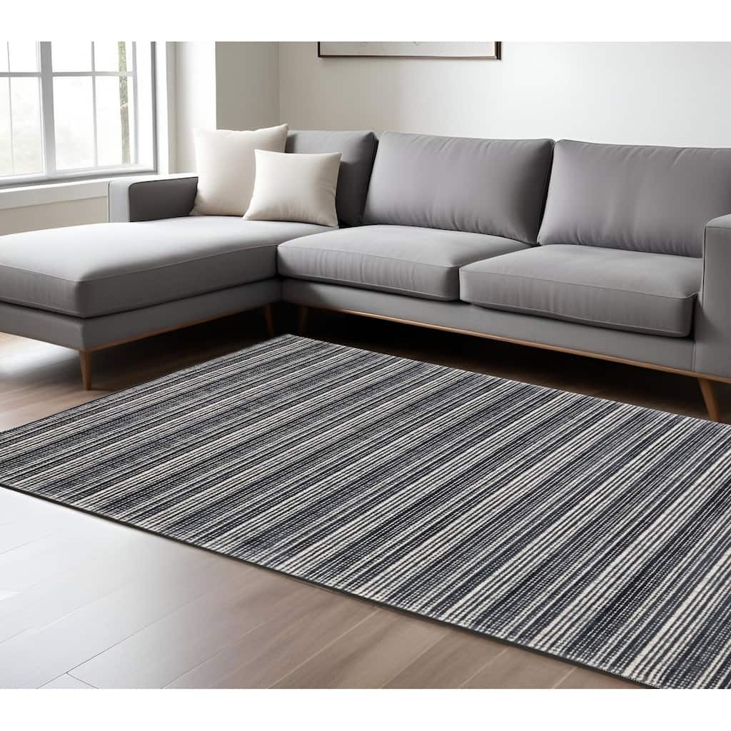HomeRoots Striped Industrial Rectangle Area Rug
