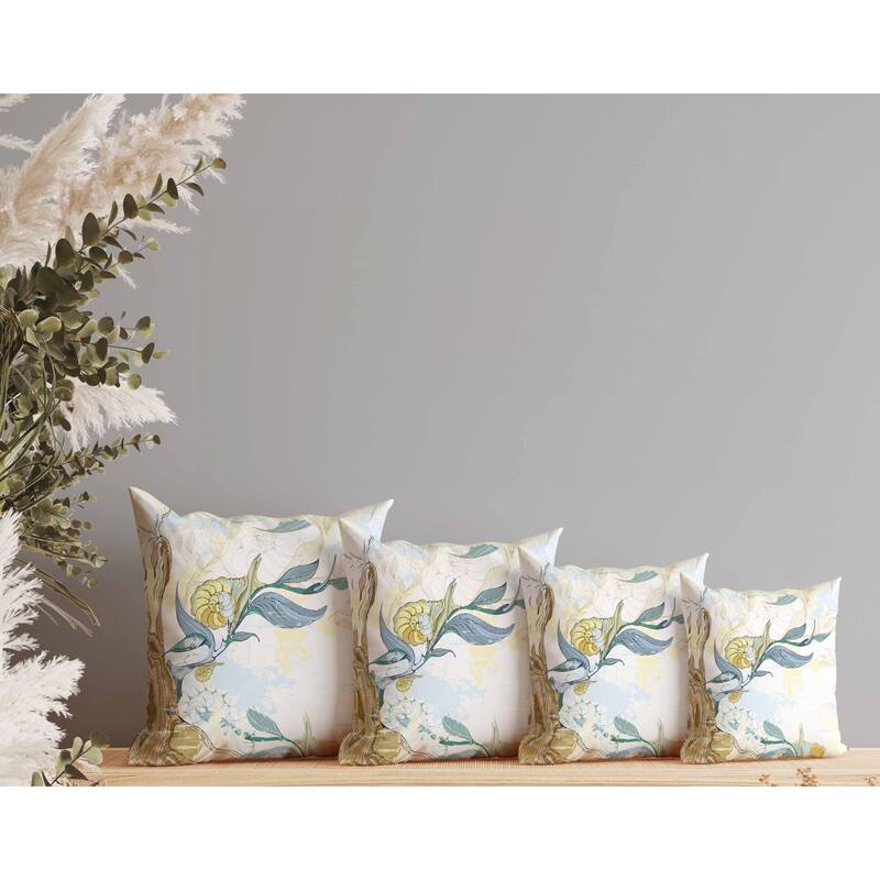 Leaf Lurker Faux Suede Reversible Throw Pillow Yellow and Blue