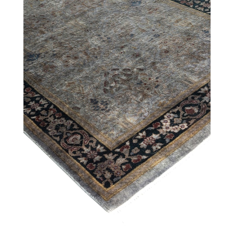 Overton Hand Knotted Wool Vintage Inspired Modern Contemporary Overdyed Gray Runner Rug - 2' 6" x 12' 3"